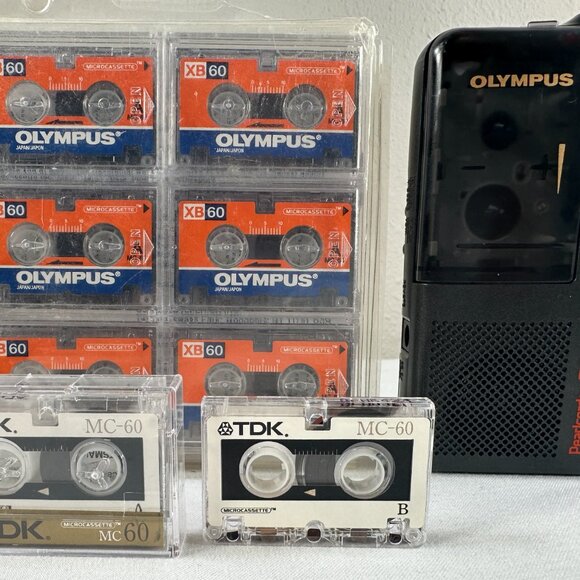 Olympus Pearlcorder S923 Microcassette Recorder & 9 XB-60 & TDK MC-60 Microtapes - Picture 2 of 13